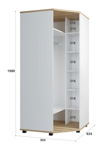 Шкаф угловой Скайлайт СЛ-1К блэквуд ячменный/белый/меренга