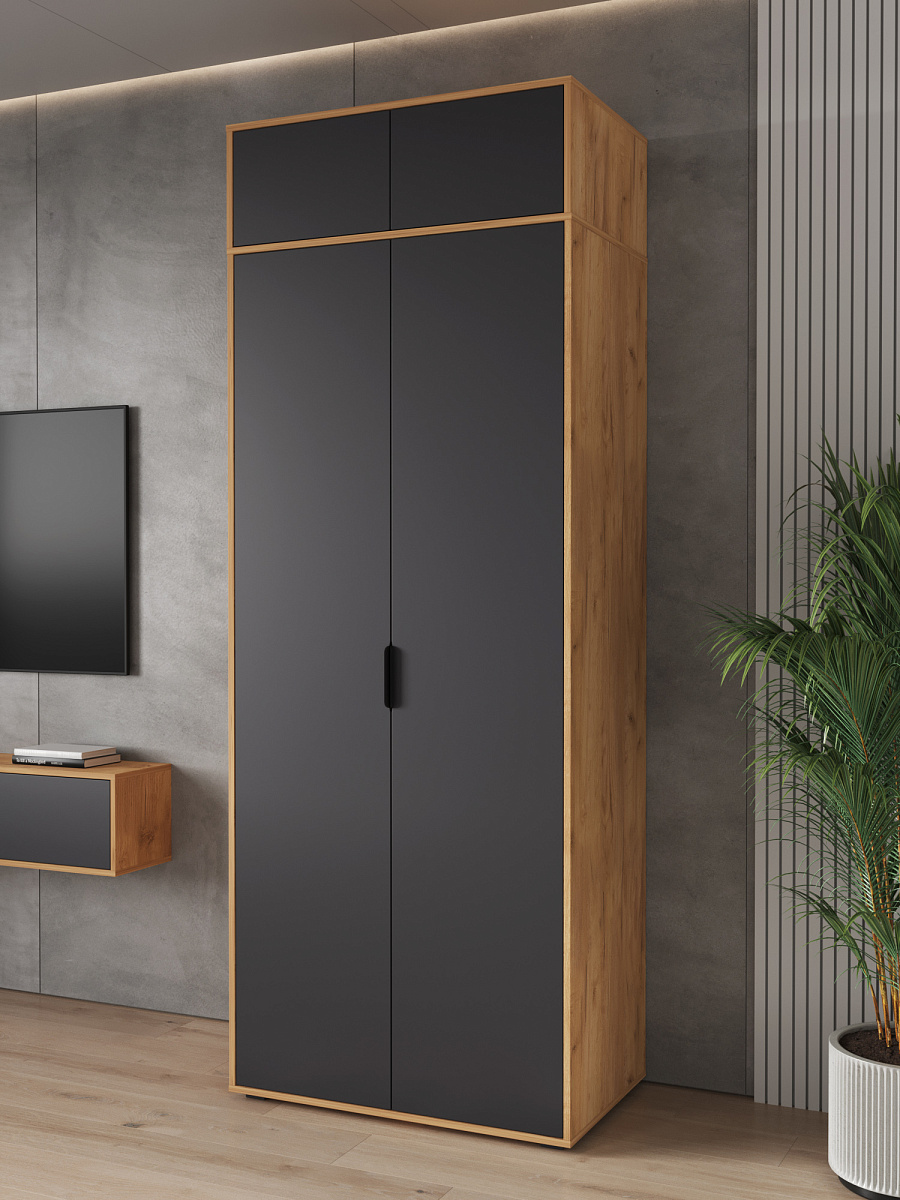 Шкаф с антресолью Оптима ОП-123 дуб крафт золотой/графит