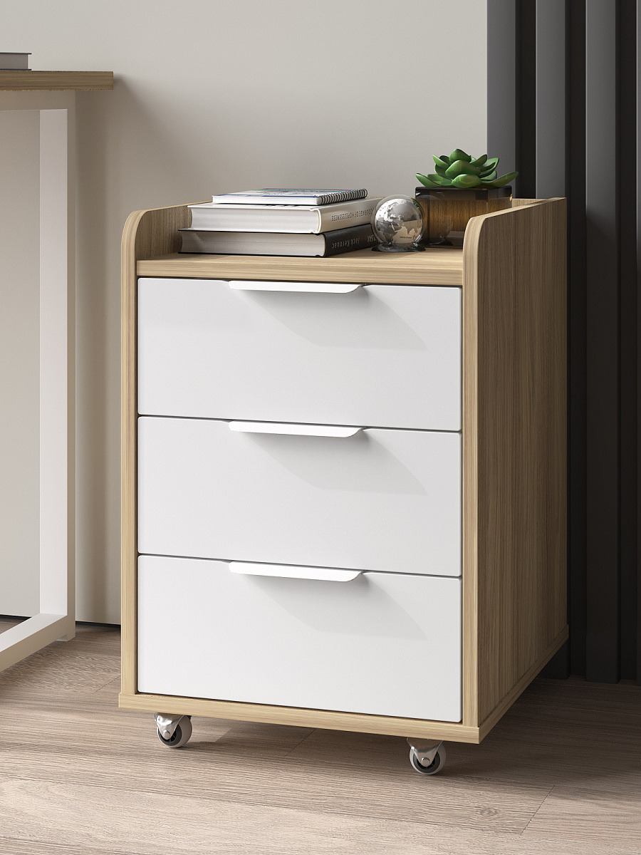 Тумба мобильная К-57 блэквуд ячменный/меренга