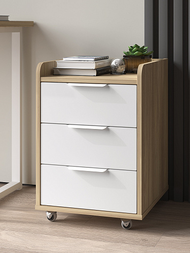 Тумба мобильная К-57 блэквуд ячменный/меренга