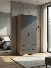 Шкаф платяной Оптима ОП-25 дуб крафт золотой/графит