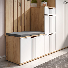 Комплект мебели для прихожей Эмилия ЭЛ-013 дуб крафт золотой/меренга