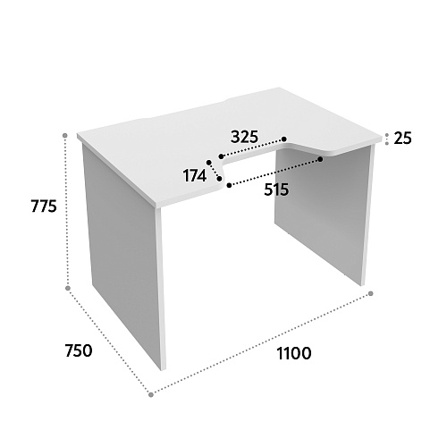 Геймерский стол С-241 белый/белый (1100х750)