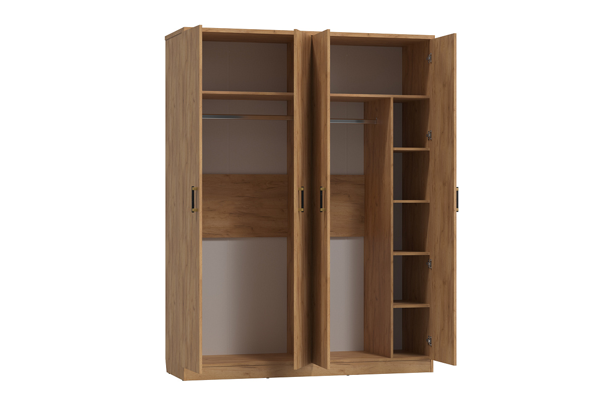 Шкаф четырехдверный для одежды Виктория ВИ-10 дуб крафт золотой