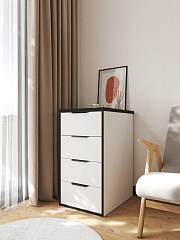 Тумба К-52 белый структурный/меренга/черная кромка