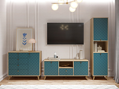 Комплект мебели для гостиной Велламо ВО-117 блэквуд ячменный/морская волна