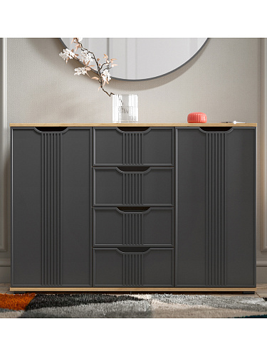 Комод Эмилия ЭЛ-21 дуб крафт золотой/графит