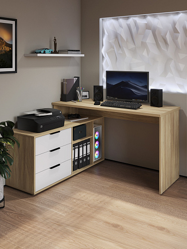 Стол угловой Оптима ОП-21 блэквуд ячменный/меренга