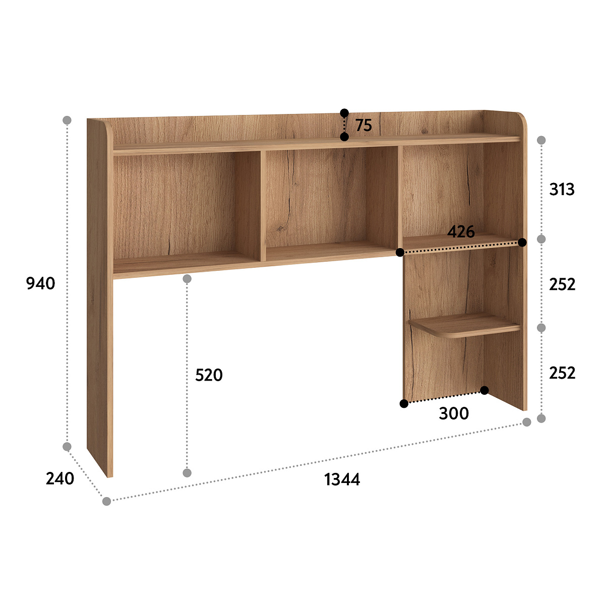 Полка П-102 дуб крафт золотой (1344*240)