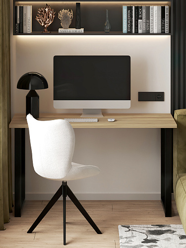 Стол С-600 блэквуд ячменный/каркас черный (1350х600)