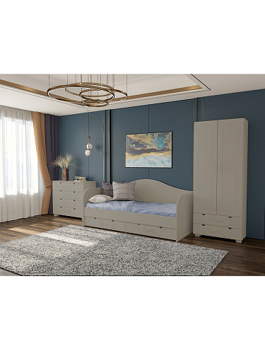 Кровать ДримСтар ДС-51 (800х2000) глиняный серый/риолит