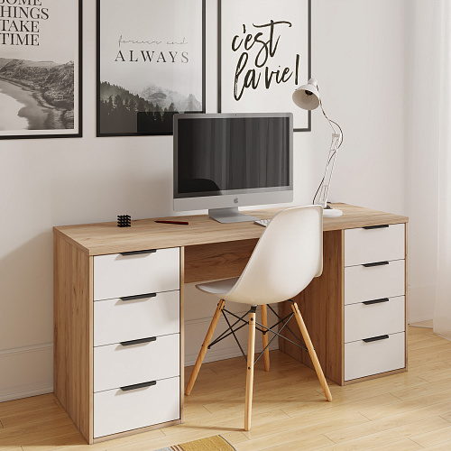 Стол С-403 дуб крафт золотой/меренга (1600х550)