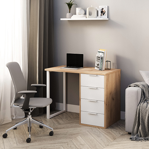 Стол С-414 дуб крафт золотой/меренга (1000х550)