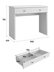 Комплект туалетный столик с зеркалом Монблан МБ-7343 белое дерево