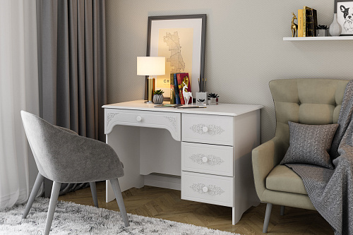 Стол письменный правый Ассоль АС-6 белое дерево