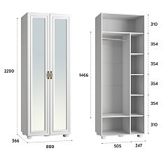 Шкаф с зеркалом «Монблан» МБ-26К белое дерево
