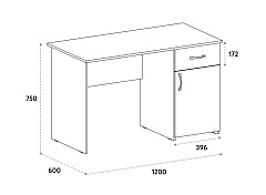 Стол письменный С-113K блэквуд сатиновый