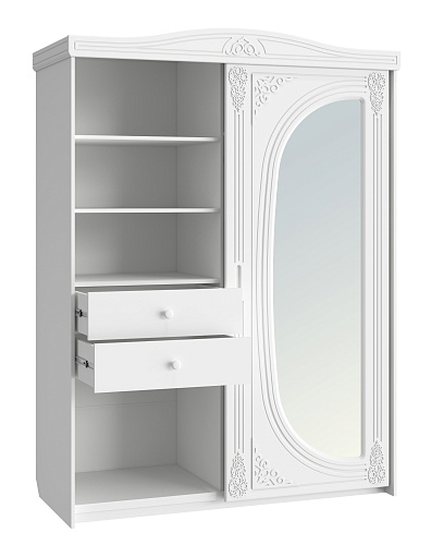 Шкаф-купе с зеркалом Ассоль АС-16 белое дерево