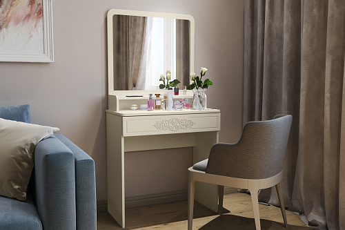 Туалетный столик с зеркалом Ассоль Лайт ТСН-1 ваниль