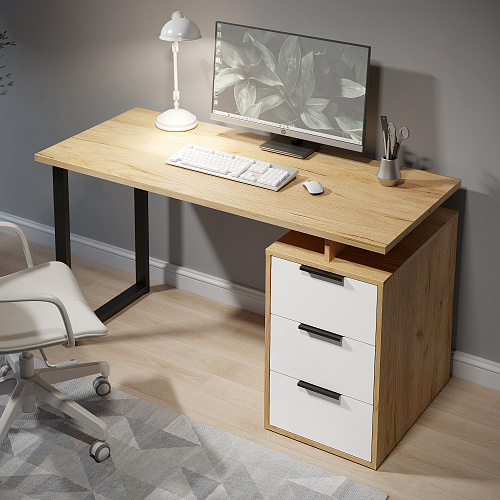 Стол С-406 дуб крафт золотой/меренга (1350*600)