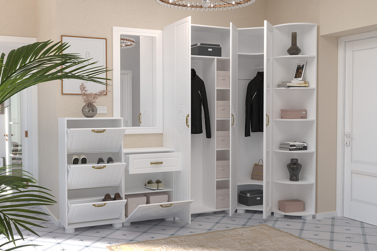 Тумба для обуви (обувница) «Монблан» МБ-34К белое дерево