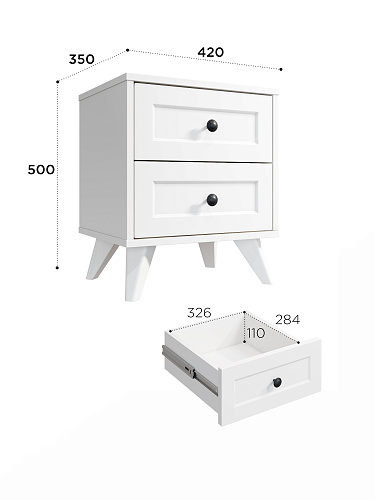 Тумба прикроватная Вильям ВМ-14 белый бриллиант/бланж