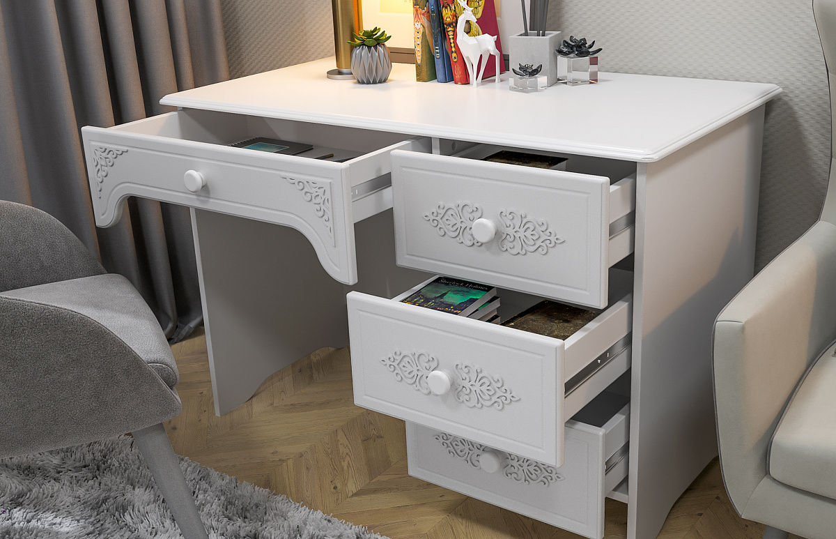 Стол письменный правый Ассоль АС-6 белое дерево