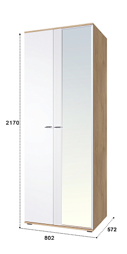 Шкаф для одежды Эмилия ЭЛ-16К комбинированный дуб крафт золотой/меренга