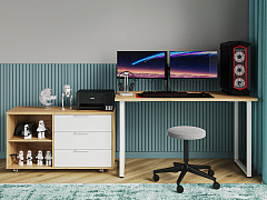 Стол С-600 дуб крафт золотой/каркас белый (1350х600)