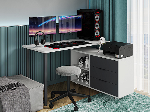 Тумба К-50 белый структурный/графит