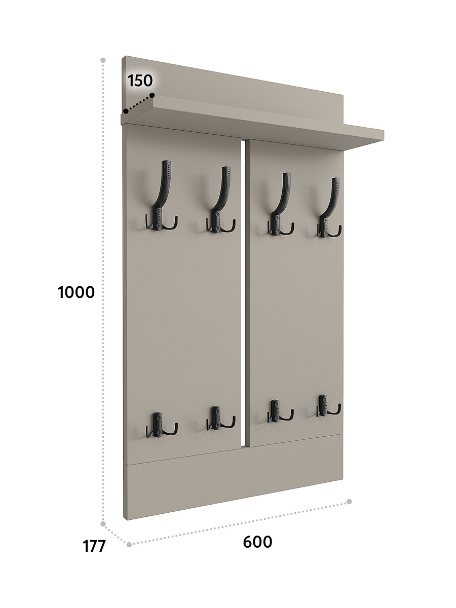 Вешалка ВН-13 глиняный серый (600*1000)