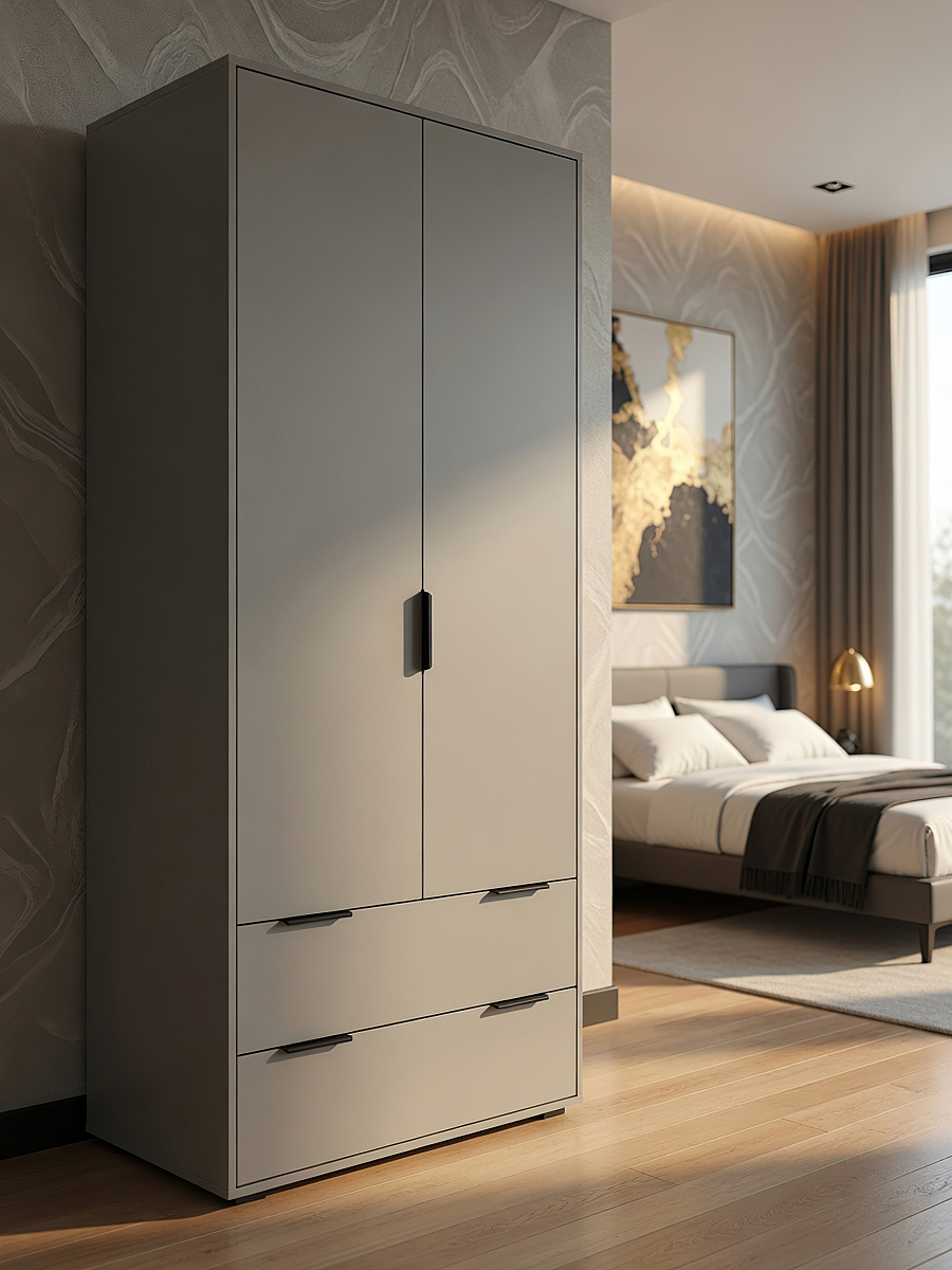 Шкаф платяной Оптима ОП-25 глиняный серый/риолит