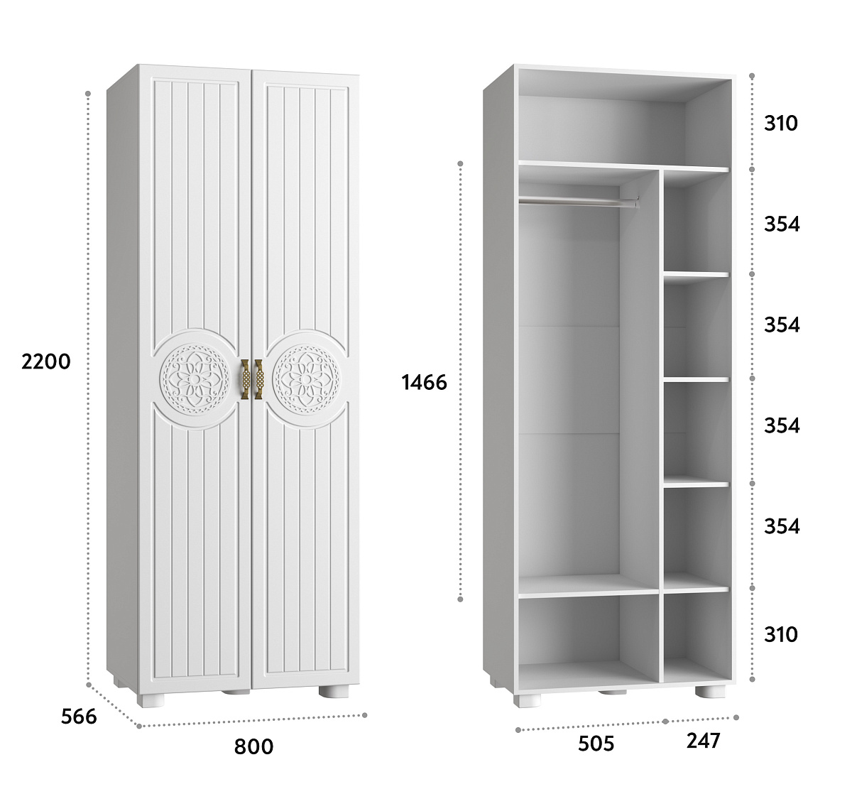 Шкаф для одежды «Монблан» МБ-26К белое дерево