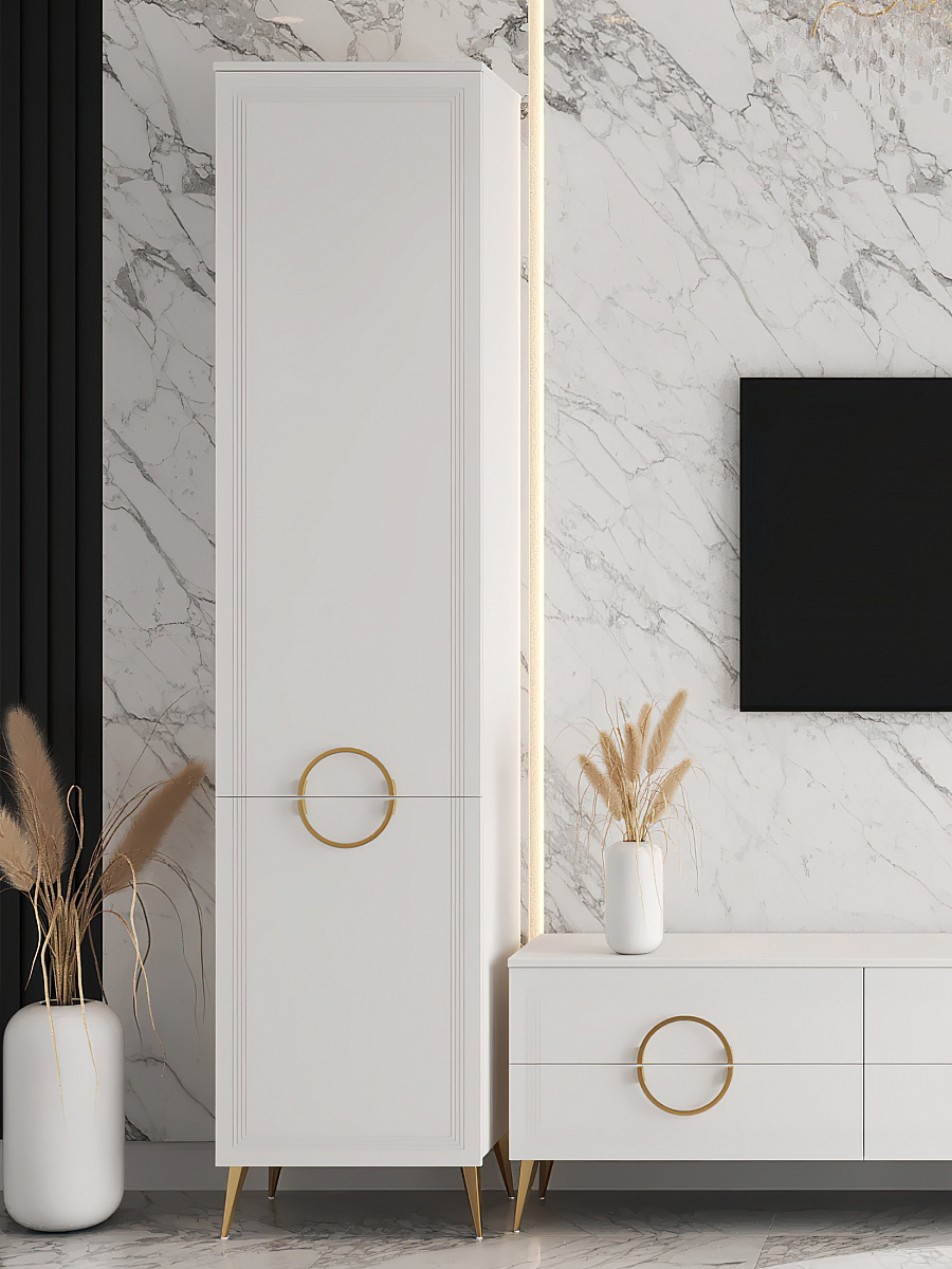 Шкаф-пенал Оливия ОЛ-11 правый белый бриллиант/бланж