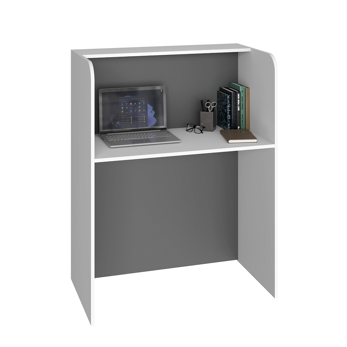 Тумба/ресепшн Р-01 белый структурный/серый графит