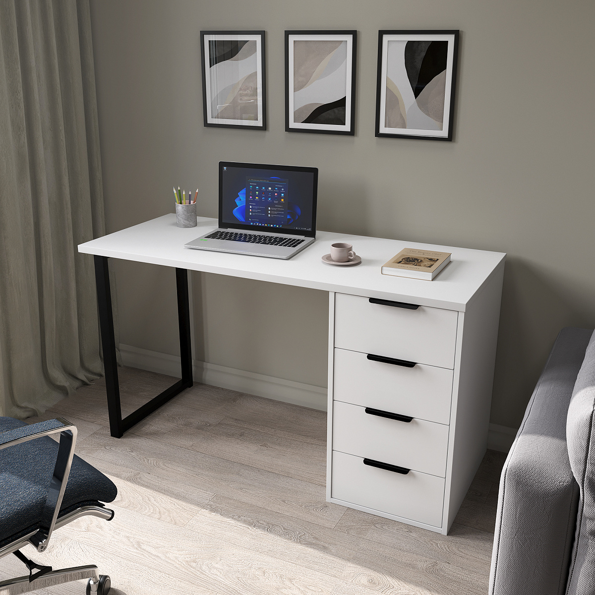 Стол С-402 белый структурный/меренга (1350х550)