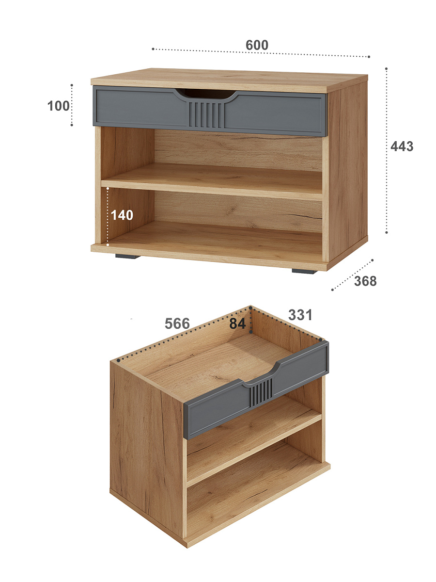 Тумба Эмилия ЭЛ-44 дуб крафт золотой/графит
