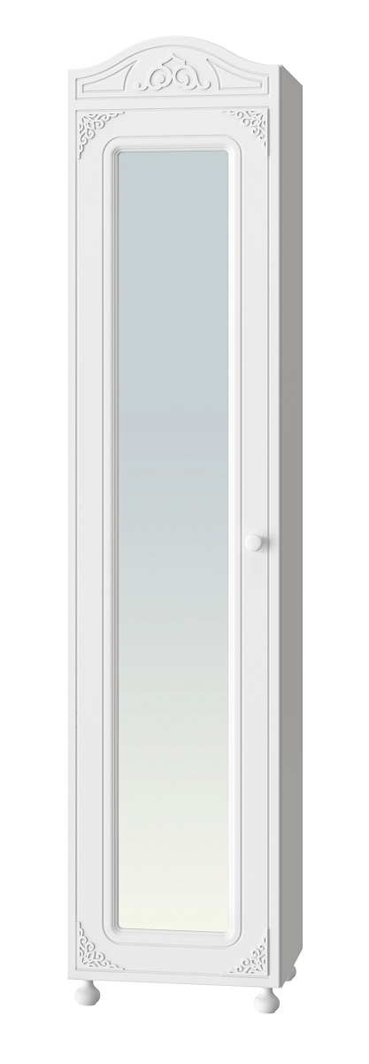 Шкаф Ассоль АС-53К с зеркалом (левый с короной) белое дерево