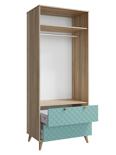 Шкаф Велламо ВО-07 блэквуд ячменный/бирюза