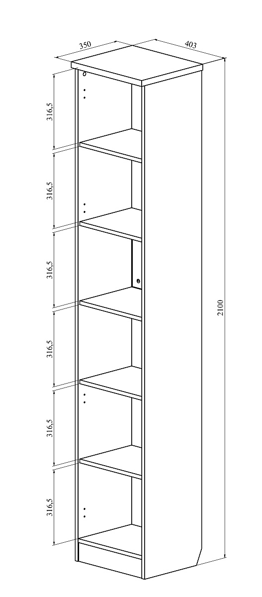 Шкаф-пенал Виктория ВИ-7 дуб крафт золотой