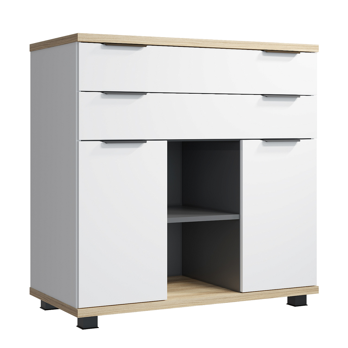 Комод Скайлайт СЛ-10К блэквуд ячменный/графит/белый/меренга