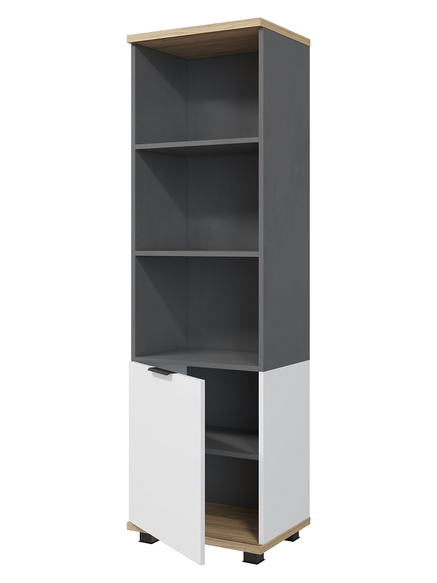 Стеллаж Скайлайт СЛ-5К (левый) блэквуд ячменный/графит/белый/меренга