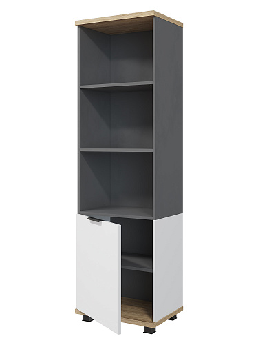 Стеллаж Скайлайт СЛ-5К (левый) блэквуд ячменный/графит/белый/меренга