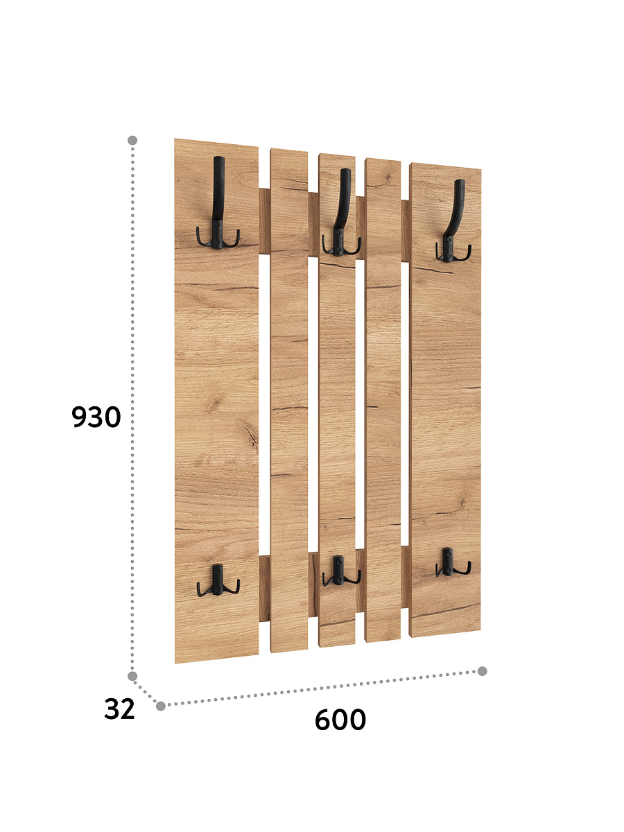 Вешалка ВН-11 дуб крафт золотой (600*930)
