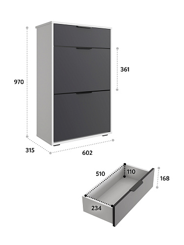Тумба Оптима ОП-09 белый структурный/графит