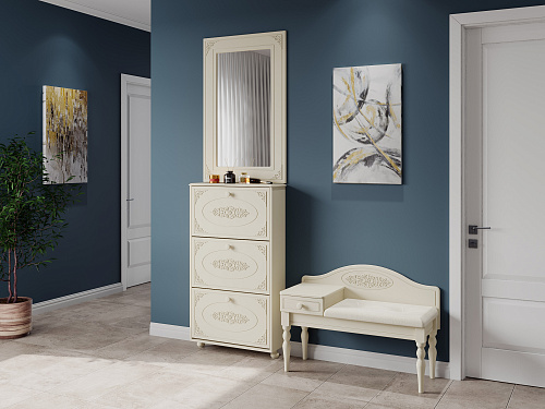 Тумба для обуви (обувница) Ассоль плюс АС-46 ваниль