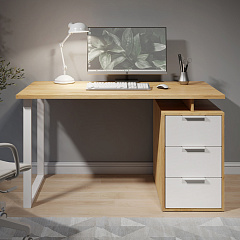 Стол С-416 дуб крафт золотой/меренга (1350*600 белая опора)