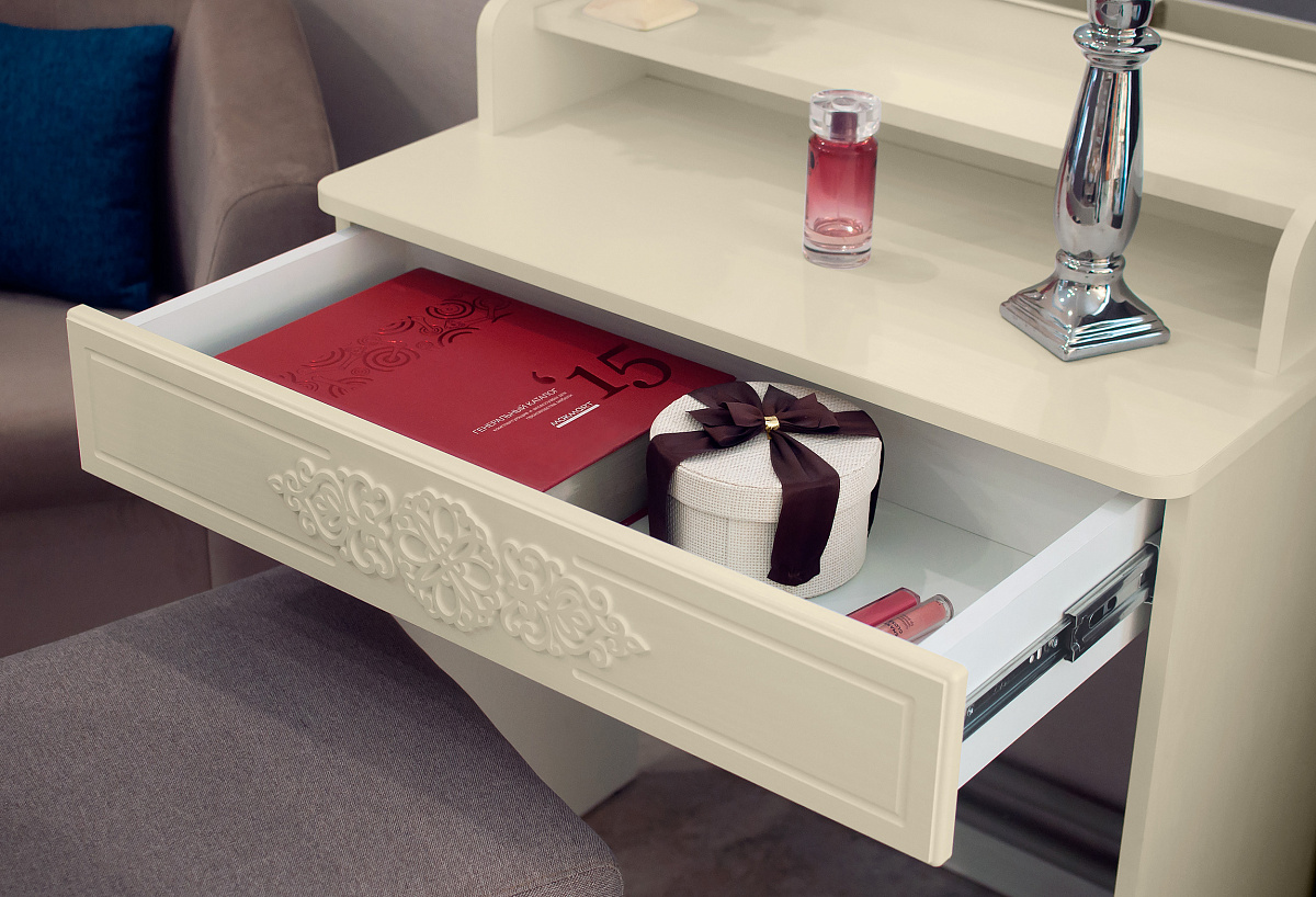 Туалетный столик с зеркалом Ассоль Лайт ТСН-1 ваниль