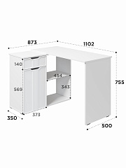 Стол угловой Эмилия ЭЛ-47 белый структурный/меренга