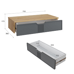 Комплект тумба подвесная с зеркалом ЭЛ-22+ЭЛ-24 дуб крафт золотой/графит
